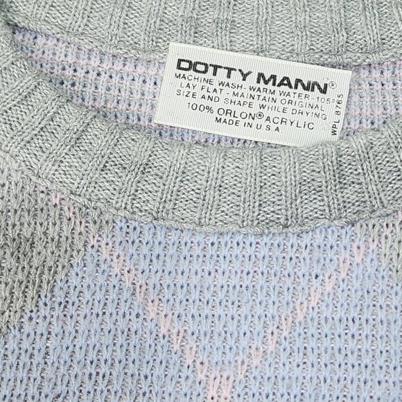 Vintage Dotty Mann Cardigan Sweater Size Large Argyle Pattern - Picture 3 of 9